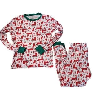 New Carter's Unisex Red White  Christmas Festive Holiday 2 Pc. Cotton Pajamas LG